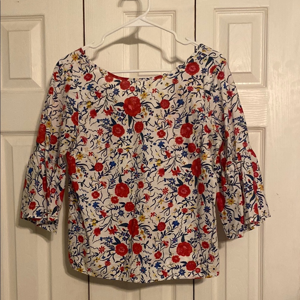J. Crew Multicolored Relaxed Ruffled Blouse
